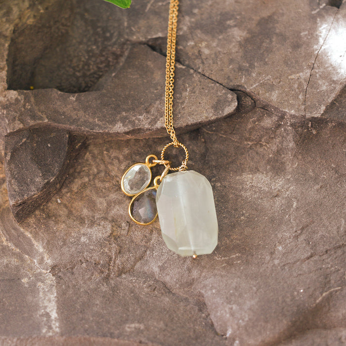MOROKA Aquamarine, Labradorite, and Blue Topaz Pendant