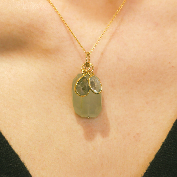 MOROKA Aquamarine, Labradorite, and Blue Topaz Pendant