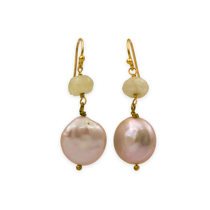 MOROKA Freshwater Pearl and Aquamarine Dangle Earrings