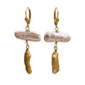 MOROKA Freshwater Pearl Grey and Gold Leverback Earrings