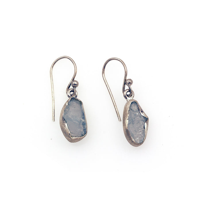 MOROKA Sterling Silver and Rough Aquamarine Drop Earrings