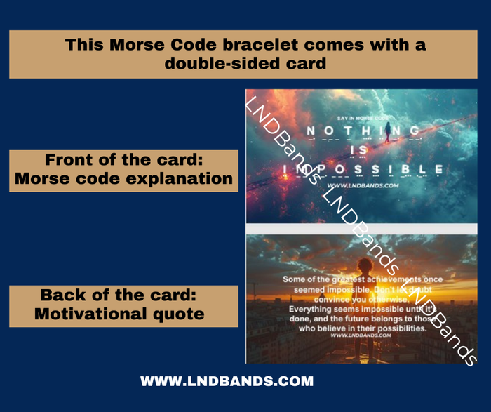 Morse Code Bracelet: NOTHING IS IMPOSSIBLE - Meaningful, Secret Message Adjustable, Uplifting Affirmation Motivation
