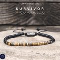 Morse Code Bracelet SURVIVOR : Meaningful, Secret Message Adjustable Uplifting Personal Mantra Affirmation Motivation - LND Bands