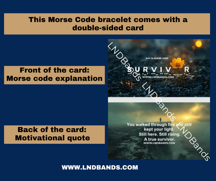 Morse Code Bracelet SURVIVOR : Meaningful, Secret Message Adjustable Uplifting Personal Mantra Affirmation Motivation - LND Bands