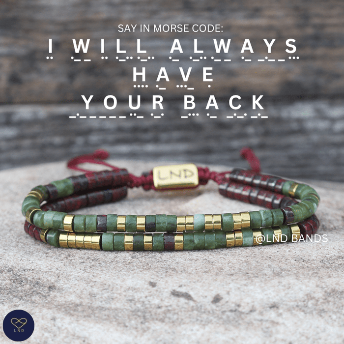 Morse Code "I WILL ALWAYS have your back" Bead Bracelet - Motivation, Support, Encouragement, Affirmation, Meaningful - LND Bands