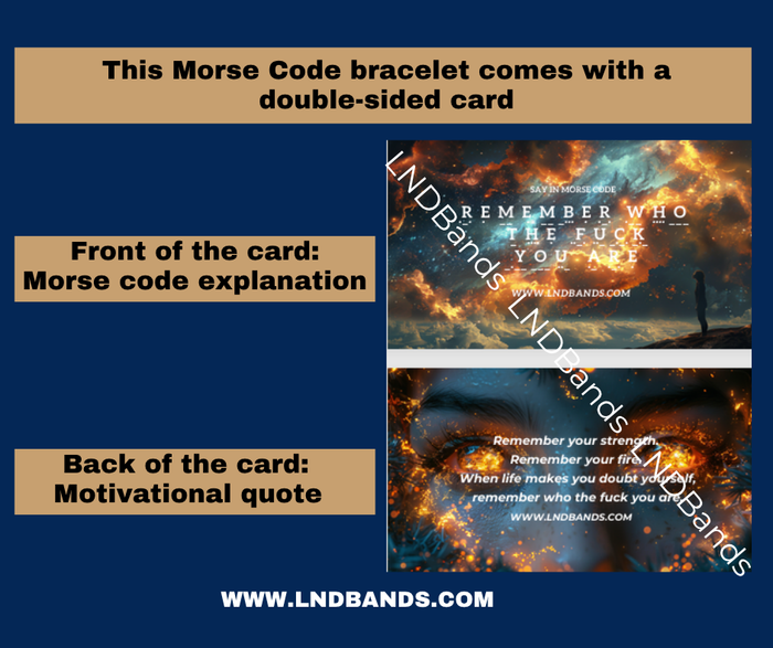 Morse Code REMEMBER who the fuck YOU ARE Adjustable Bracelet, inspirational, motivational, uplifting, encouraging