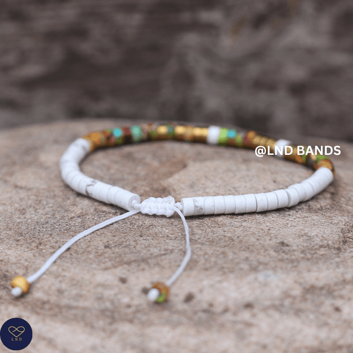 Morse code "SHINY HOT MESS", colourful jasper, Adjustable funny message, Inspirational, birthday gift - LND Bands