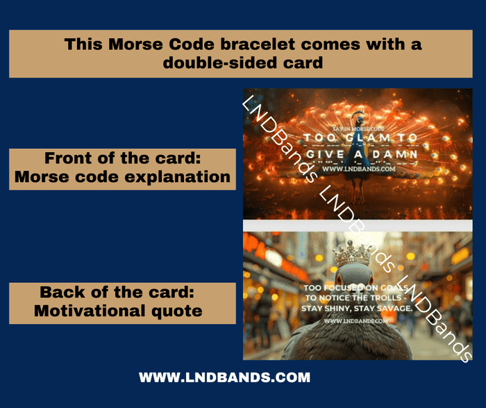 Morse code "Too Glam To Give A Damn", Adjustable funny secret message, Inspirational, birthday gift - LND Bands
