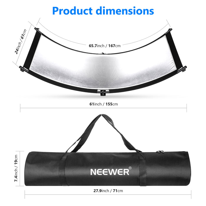 Product dimensions of the NEEWER Clamshell Photography Reflector