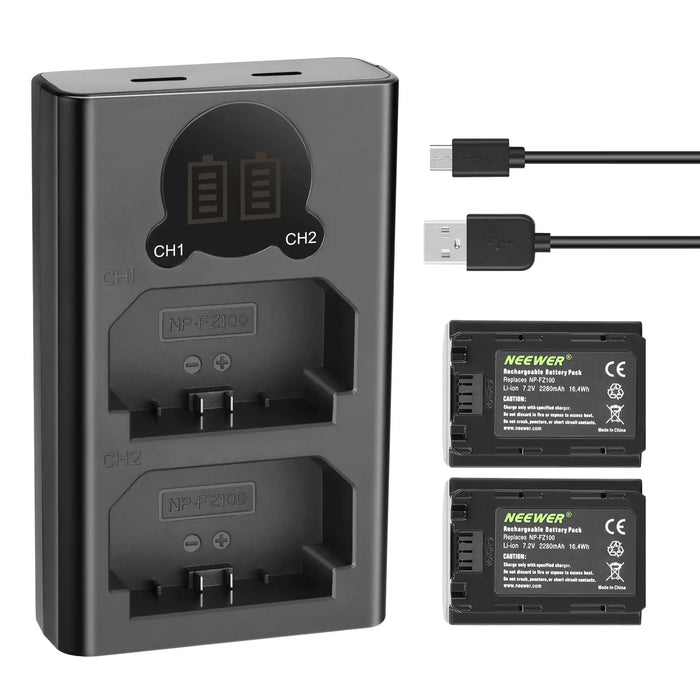 NEEWER NP-FZ100 Sony Replacement Battery Charger Set