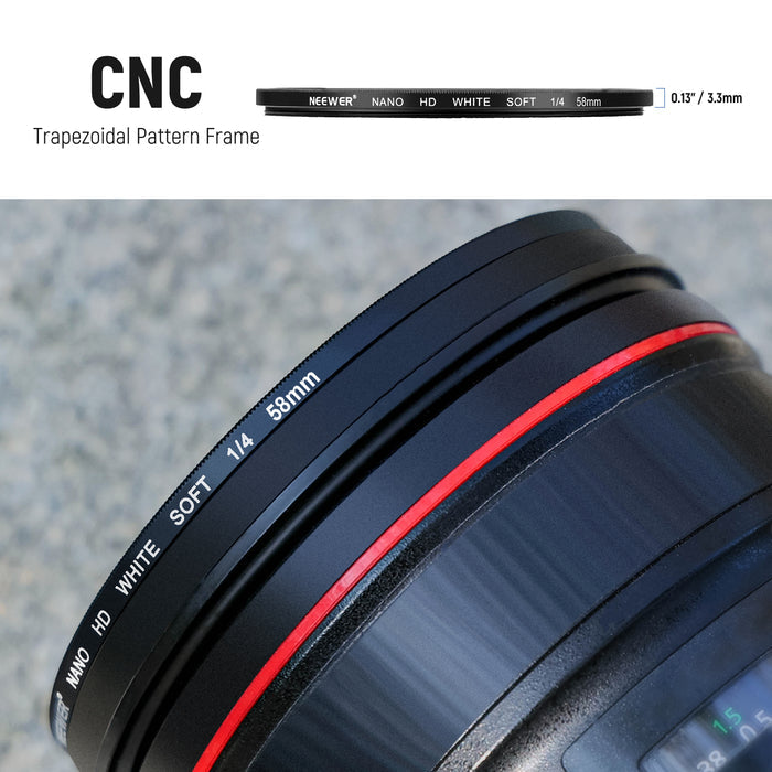 The slim frame avoids unnecessary vignettes on wide angle lenses.