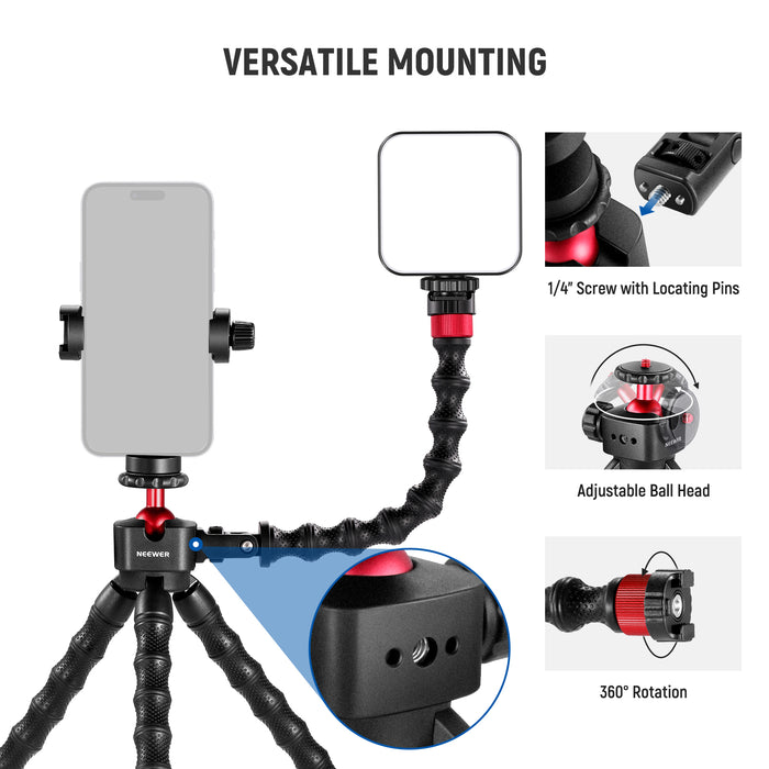 NEEWER T91 Flexible Phone Tripod with Two Magic Arms offers versatile mountin options.