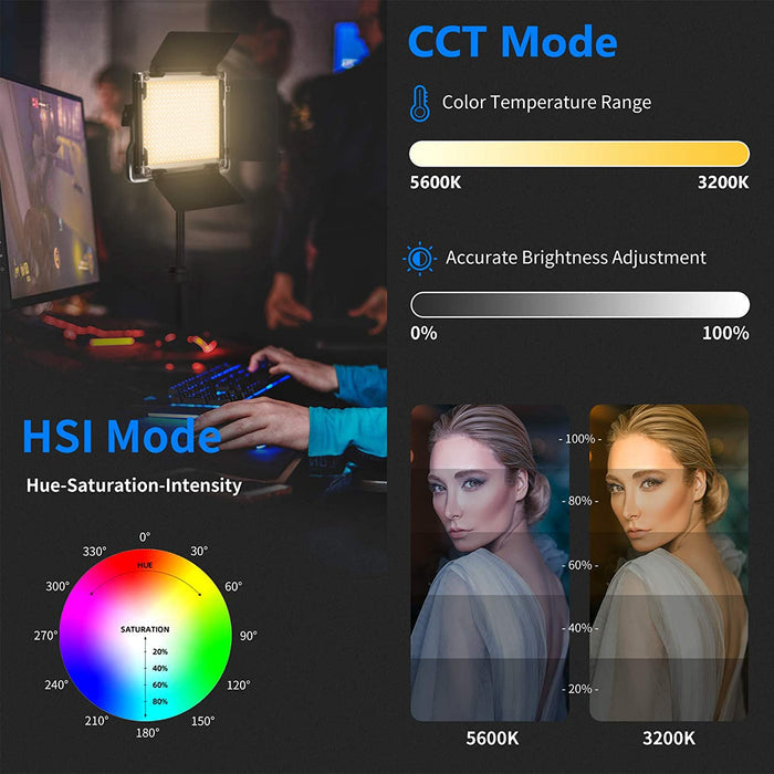 NEEWER RGB660 Pro APP Control RGB Light features CCT and HSI mode.