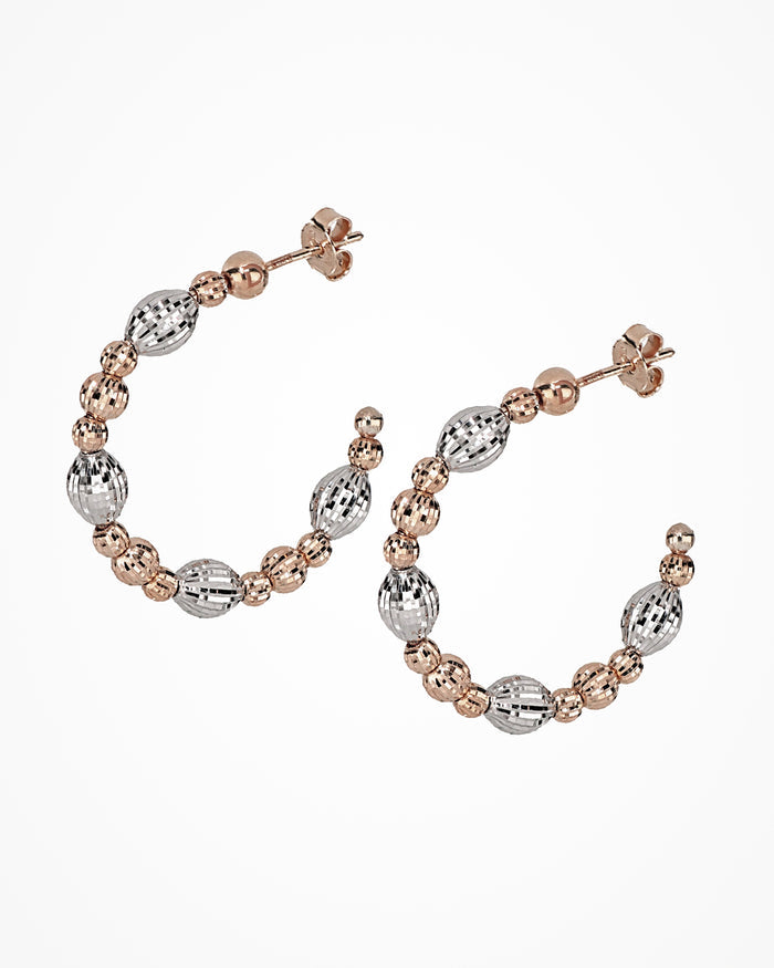 Orecchini Crystal 3 elementi in argento placcati oro rosa e rodio