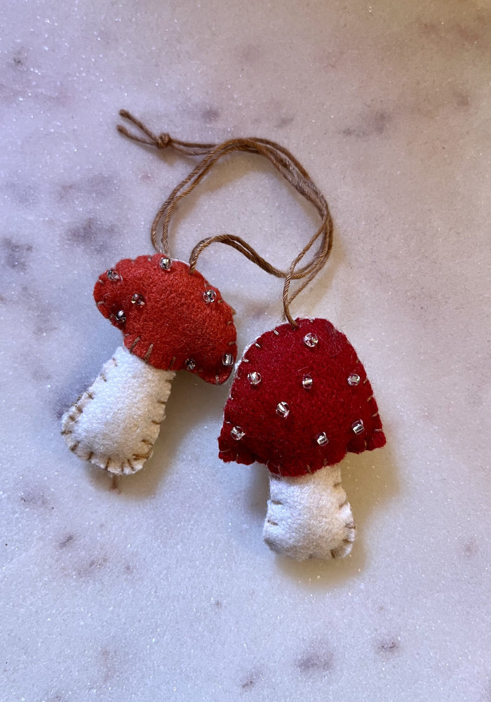 Pair of Small Felt Mushrooms