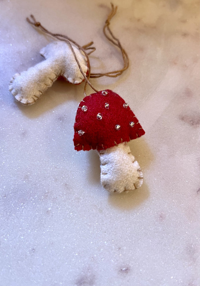 Pair of Small Felt Mushrooms