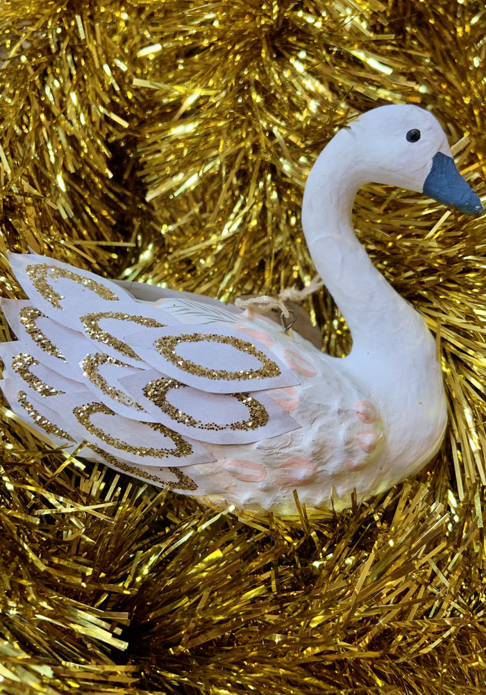 Paper Maiché Swan Ornament