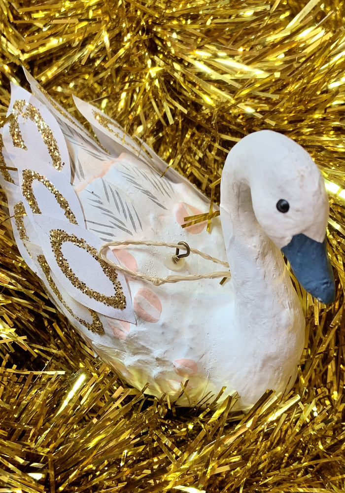 Paper Maiché Swan Ornament