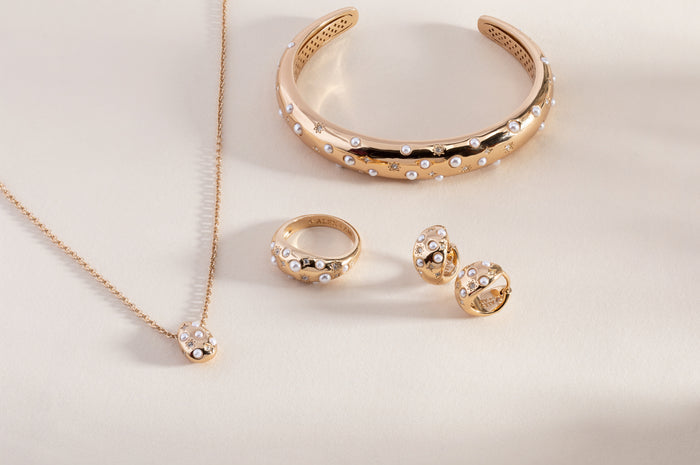 Pearl and Crystal Huggie Hoop Earrings