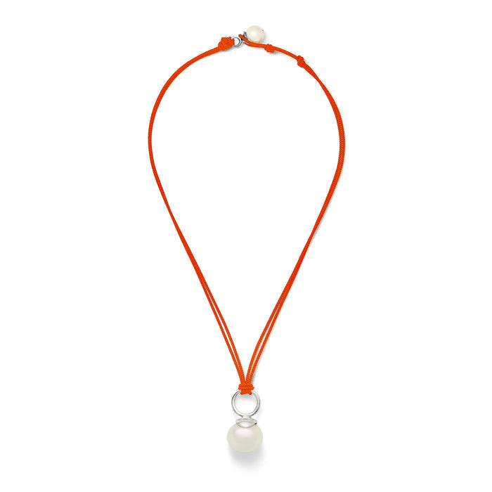 Pebble Pearl Cord Necklace — Sterling Silver