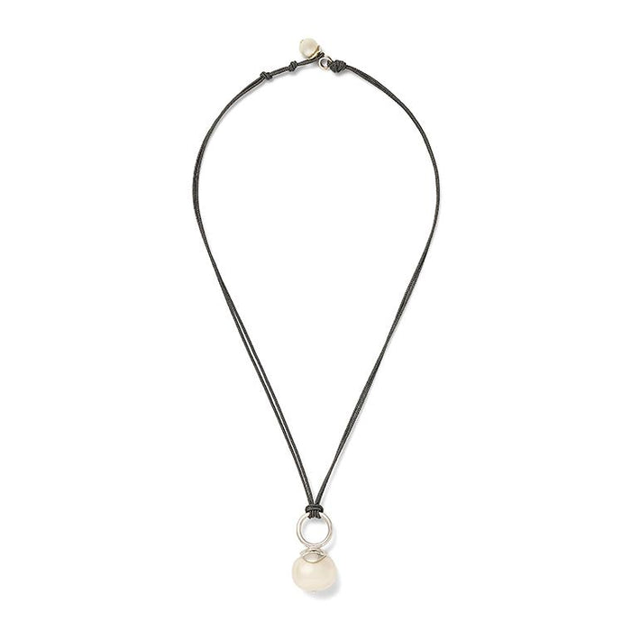 Pebble Pearl Cord Necklace — Sterling Silver