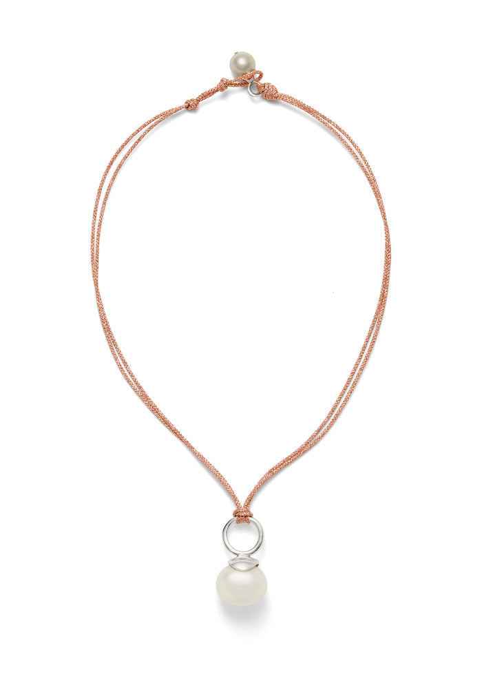 Pebble Pearl Cord Necklace — Sterling Silver