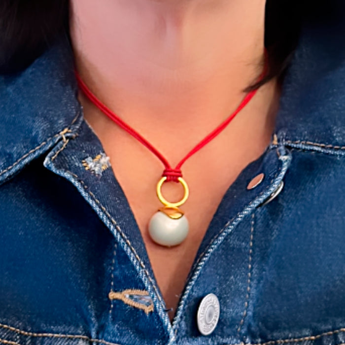 Pebble Pearl Cord Necklace