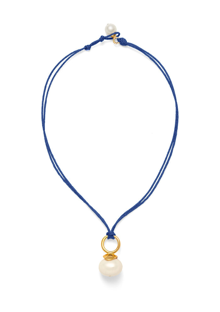 Pebble Pearl Cord Necklace