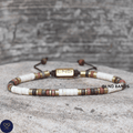Picasso Jasper Ivory Howlite Bead Adjustable Bracelet: Yoga, Boho, Meditation, Ethnic, gift for her - LND Bands