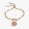 Puffy Heart Gemstone And Pearl Chain Bolo Bracelet