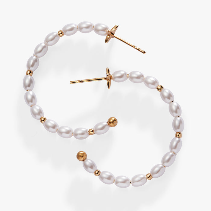Rice Pearl Hoop Earring