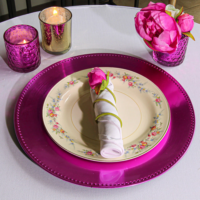 Richland Beaded Charger Plate 13" Fuchsia Set of 24