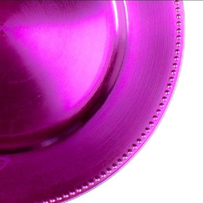 Richland Beaded Charger Plate 13" Fuchsia Set of 24