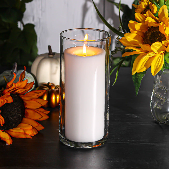 Richland Pillar Candle 6" & Eastland Cylinder Holder 7.5" Set of 12 (Choose your Color)