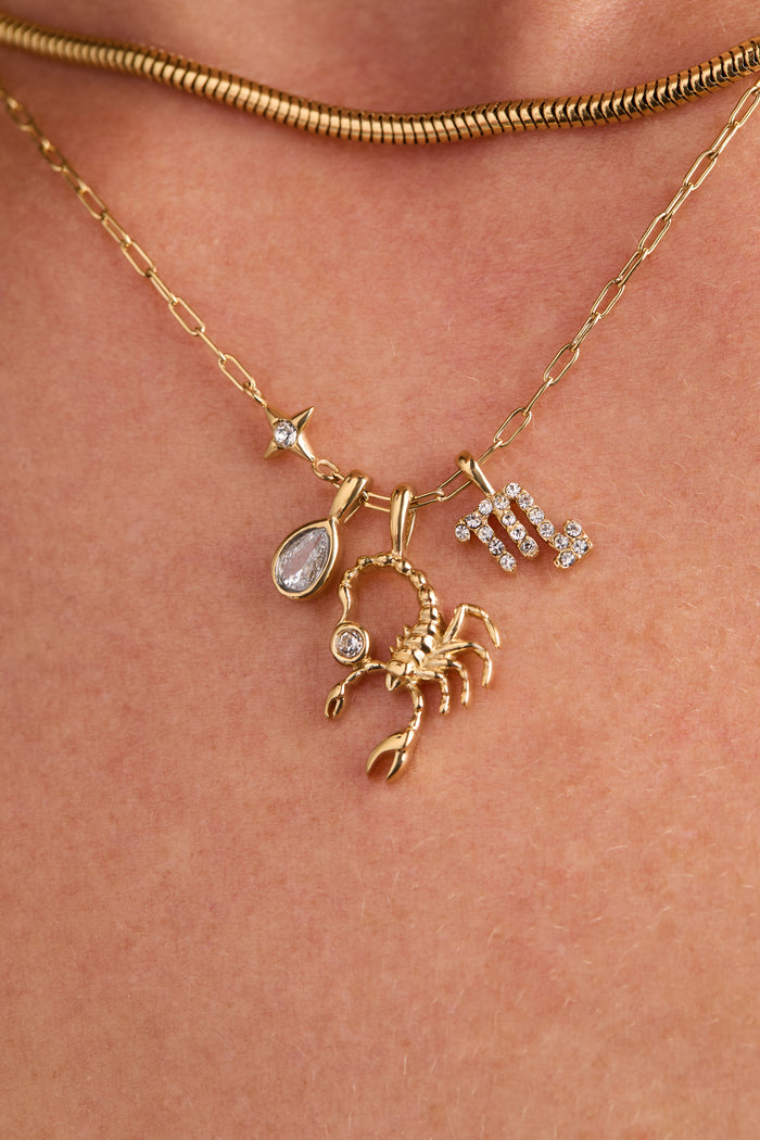 Scorpio Zodiac Charm Cluster Necklace