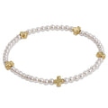 Signature Cross Small 3mm Pearl Bracelet - Gold