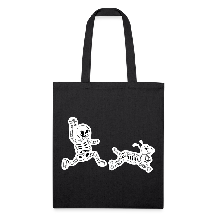 Skeleton Friends Recycled Tote Bag - black