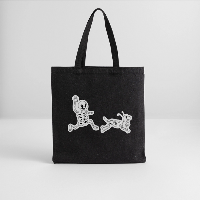 Skeleton Friends Recycled Tote Bag - black