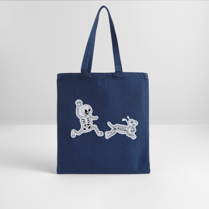 Skeleton Friends Recycled Tote Bag - heather navy