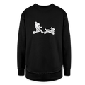 Skeleton Friends Weekend Tunic Fleece Sweatshirt - black