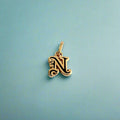 Hawaiian Small Enamel Letter Initial N Pendants in 14K Yellow Gold