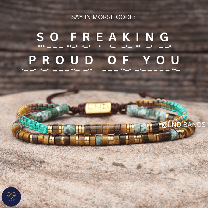 SO freaking PROUD of YOU. Morse Code Bracelet, inspirational, motivational, uplifting, encouraging - LND Bands