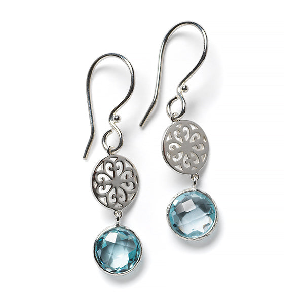 Southern Gates® Blue Topaz Heart Scroll Earrings