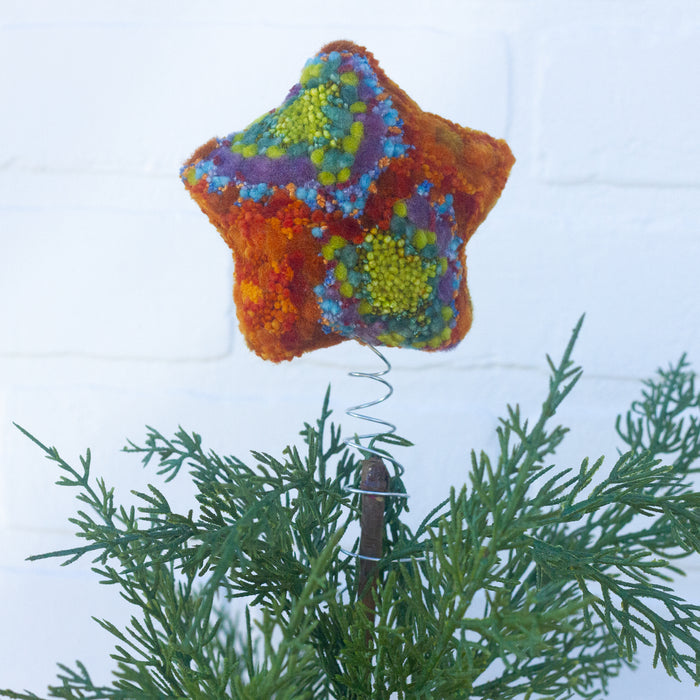 Star Puff Tree Topper | Green + Orange