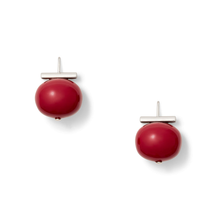 Statement Making Claret + Sterling Silver Pebble Pearl Earrings ~ Large