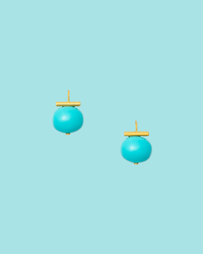 Statement Making Turquoise Pebble Pearl Earrings