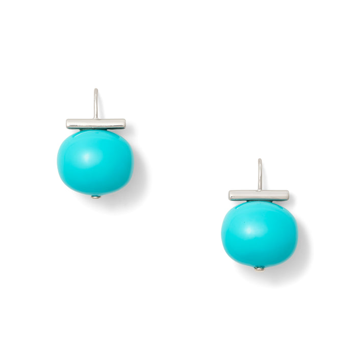 Statement Making Turquoise + Sterling Silver Pebble Pearl Earrings
