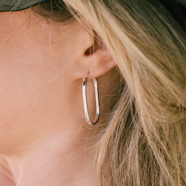Sterling Silver Paperclip Hoop Earring 32mm