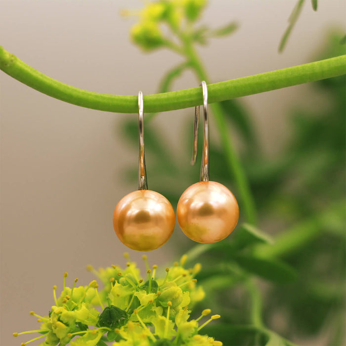 Sterling Silver Peach Freshwater Pearl Hook Earrings