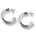 Sterling Silver Squared Round Hoop Earrings 26mm